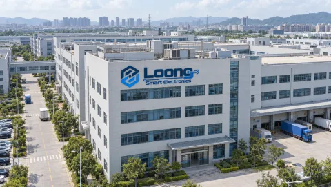 Electronics manufacturing campus — brand scene visualization