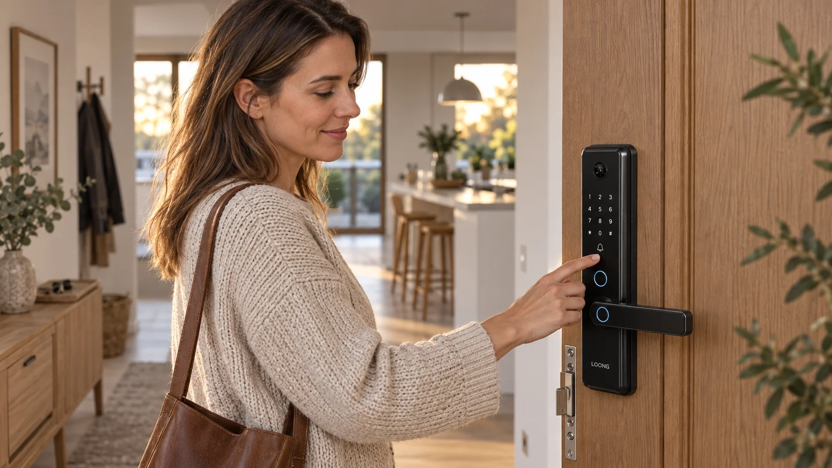 Loong smart lock in a home setting — brand scene visualization