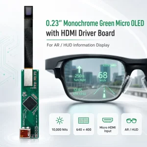0.23 Inch 10000 Nits Monochrome Green Micro OLED Display 640×400 MIPI for AR HUD Smart Glasses Information Display