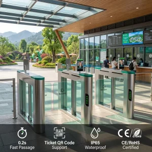 0.2s Fast Swing Turnstile Gate – IP65 Waterproof CE RoHS Certified API & Software Support Security Barrier