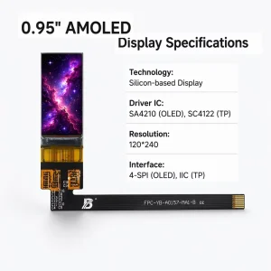 0.95inch Amoled Display Oncell Touch Panel Ctp 120×240 Sh8501 Spi Interface Full Color Am Oled Display