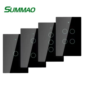 1 2 3 4 Gang Tuya Smartlife Rf 433 Mhz Bt Wifi Wall Touch Smart Light Switch Interruptor Wifi