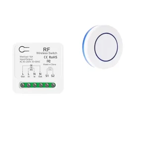 1 Button Learning Code Wireless Remote Control Light Switch 433MHz Plastic AAA Battery 85 250V 16A 300W 100m Range