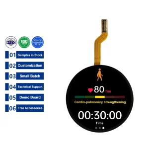 1.2 Inch 390*390 QSPI AMOLED Round Display Screen Circular Wearable Color OLED Module With Touchscreen Panel