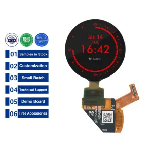 1.2 Inch 390*390 Small IPS AMOLED Display Panel MIPI Circular Smart Watch OLED Screen 20 Pin Full View Angle 350cd/m2 Brightness