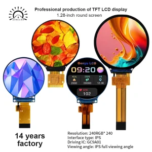 1.28 Inch Round IPS TFT LCD Display Module 240×240 4Wire SPI 12Pin FPC High Luminance for Smart Watch Instrument Equipment