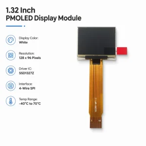 1.32 Inch 128×96 White SPI Interface Screen for Smartwatch Wearable Device Premium PMOLED Display Module Grade AAA
