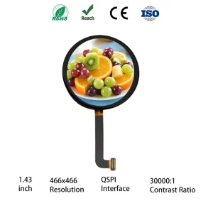 1.43 Inch AMOLED Round Touch Display 466×466 QSPI LCD Module 850nit High Luminance OLED Screen