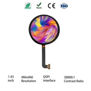 1.43inch Round AMOLED Touch Display Module 466×466 High Resolution Q-SPI Interface Circle OLED for Smart Watch Wearable Devices