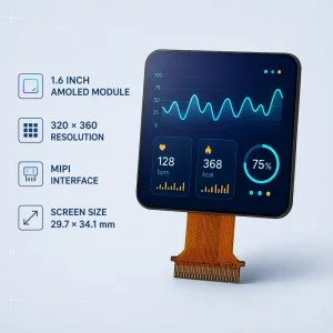 1.6” Inch 320×360 Resolution IPS Oled Display Panel MIPI SPI Interface Amoled Display with Capacitance Touch Panel