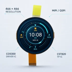 1.75 Inch AMOLED Display Module CO5300 Driver IC CST820 TP IC High Resolution MIPI Touch Screen Smartwatch Wearable