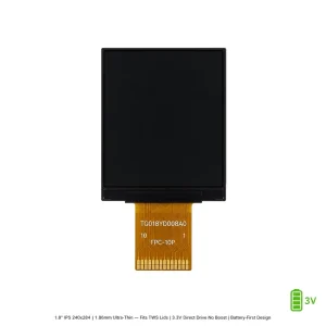 1.8″ IPS LCD 240×284 SPI Low Power 3.3V Direct Drive Ultra Thin 1.86mm for TWS Earbuds Smart Watch Display