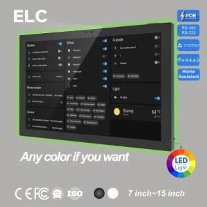 10.1 Inch Smart Home Panel Tablet Android 14 POE Wall Mount Display With Side LED Light Bar RK3576S Smart Home Hotel Controller