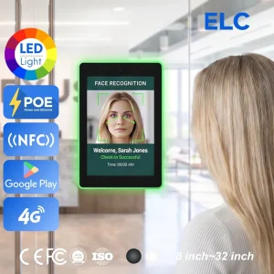 10.1″ RK3568 Android 11 Face Recognition Attendance System Terminal With RGB LED Bar SDK For Software System Integrators
