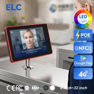 10.1″ RK3568 PoE Smart Building Access Control Tablet With Face Recognition Camera SDK And RGB LED Bar