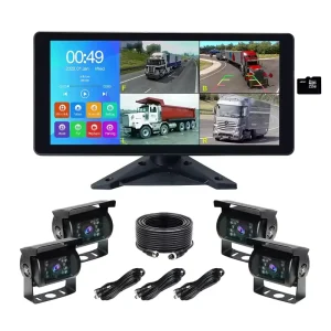 10.36″ Touch Monitor 360° Panoramic Truck Safety System 4CH 1080P AHD DVR Recorder With Waterproof Night Vision Rear View Camera