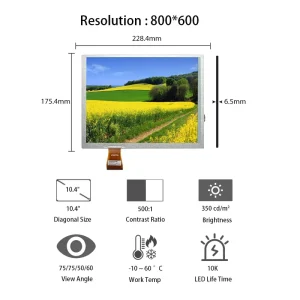 10.4″ 800*600 LCD Panel A104SN03 V1 Indoor Smart Devices Display 10.4 Inch LCD Modules