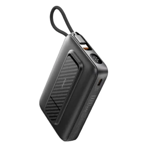 Smart 10,000 mAh Wireless Power Bank with Digital Display and Built-in Cable for Mobile Charging