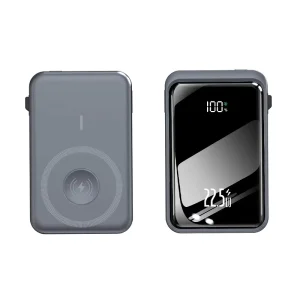 10000mAh Magnetic Wireless Power Bank, 20W/15W Fast Charging, LED Display, for Watches and Phones, Built-in Cable, Portable Battery
