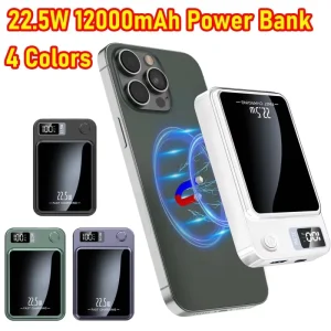 10000mAh Magnetic Wireless Power Bank with LED Display, 22.5W Fast Charging, for Multiple Devices, Portable
