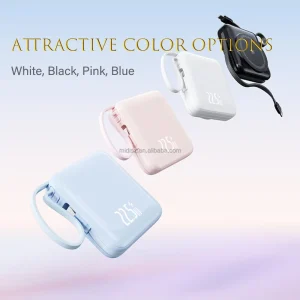 10000mAh Magnetic PowerBank 22.5W Fast Charge Built-in Cable Wireless Portable Charger Battery Pack with Digital Display Lanyard