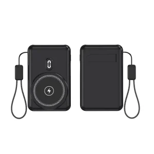 10000mAh Magnetic Wireless Power Bank, PD 22.5W/20W Fast Charging, Ultra-Thin Portable Charger, Micro USB, Phone Stand, LED