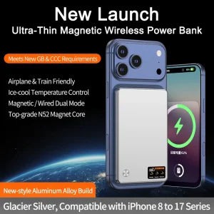 10000mAh Qi2.2-Certified 25W Magnetic Wireless Power Bank, 40W Output Fast-Charging Power Bank with TFT Smart Display