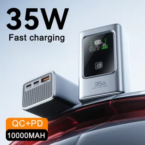10000mAh Ultra Slim Power Bank 35W PD 3.0 QC Fast Charging LED Digital Display Dual Type C USB A Laptop Portable Charger