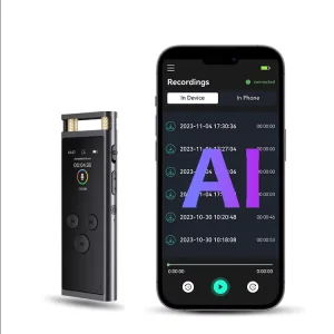 102 Languages AI ChatGPT Phone Call Voice Activated Smart Audio Recorder 64GB AI Mindmap Translation Digital Voice Recorder
