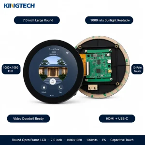 1080×1080 IPS 1000 nits Multi-Point Touch Round Screen Industrial HMI Raspberry Pi 7-Inch Circular Open Frame LCD Display