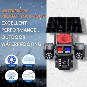 1080P 3 Lens Solar Security Camera with 4G LTE Outdoor Wireless Battery Powered Camera PIR Motion Detection