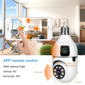 1080P Dual Lens E27 Bulb Security Camera Smart Light Bulb Security Camera with Two-Way Audio Motion Detection