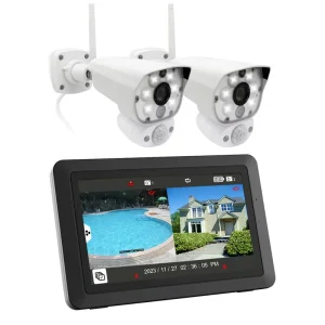1080P HD Smart Outdoor Waterproof CCTV Camera System 7 Inch LCD Monitor Features Motion Detection Night Vision for Home Security