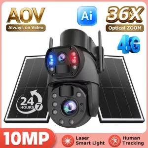 10MP 36X 4G WIFI Solar Bulb Camera 14W AOV Pan Tilt Motion Detection Night Vision CMOS IP66 Alarm Two Way Audio Full Color