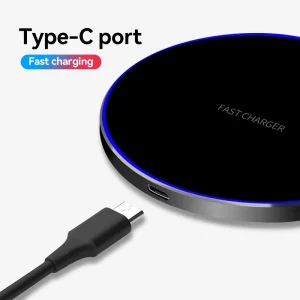 10W/15W Fast Wireless Charging Pad with Type-C Cable, Compatible with All Devices Supporting Wireless Charging