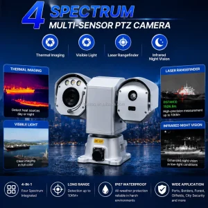 10km Border Patrol PTZ Camera Four Spectrum Thermal Imaging Night Vision Laser Rangefinder Tracking
