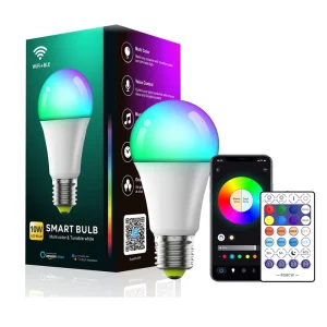 10W Smart Light Bulb, 2.4G Wi-Fi, Voice-Controlled Music-Synchronized Color-Changing RGBCW, 220V LED E27 Bulb