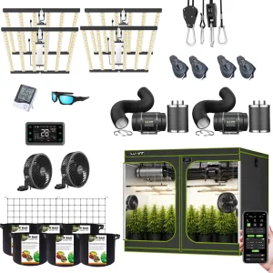 10x10ft Smart Grow Tent Complete Kit with 4 X 720W LED Grow Light Smart Wifi Controller Hydroponic Indoor Greenhouse