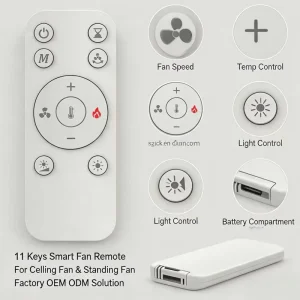 11 Keys Voice Smart Fan Remote Control, Universal Wireless Remote with OEM ODM Customization