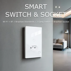 118 Brazilian Socket + 2 Gang Switch Smart Wi Fi Wall Socket&Switch Remote App Control Smart Life Compatible Touch Panel