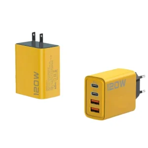 120W Dual USB + Type C PD QC3.0 Fast Charging Adapter Travel Portable GL Brand PC Fireproof Material for for