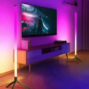 120cm Music Sync RGB Smart Floor Lamp DIY Color App & Remote Control Household Standing Lamp with Tripod Base