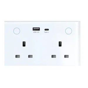 120mm WiFi USB + C Socket 147 UK Standard with Power Statistics PD20W Fast Charging Smart 13A