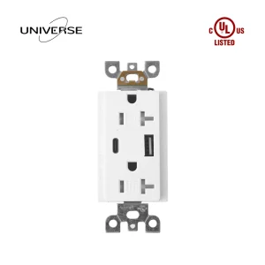 125V 20A Electric Tamper Resistant 2 USB Type Wall Power Socket Outlet Plug with USB