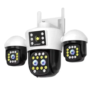 12MP 4 Lens Dome CCTV Outdoor Security Camera 4K Full Color Night Vision Motion Detection AI Human Tracking IP WIFI PTZ Camera