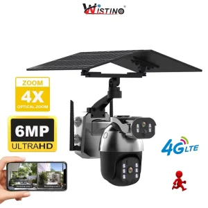 12W Solar Panel Ai Smart Hunting Camera 4g Solar Night Vision Full Color Motion Detection 4g Lte Cctv Solar Camera