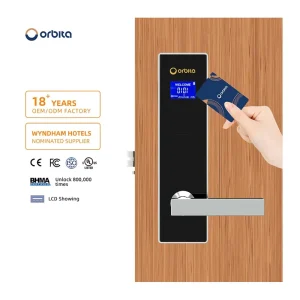 13.56 Mhz Korea Outdoor Master Swipe Key Card Read Hotel Safety Electric Management Door Handle Locks for 5 Star Hotels