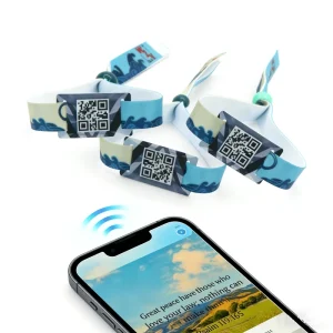 13.56MHz 1K QR Code NFC RFID Sublimation Fabric Wristband for Hotel Marathon Event Theme Park