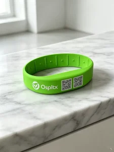 13.56MHz Waterproof NFC Silicone Wristband ISO14443A RFID Bracelet 1K Chip QR Code Payment Tag for Gym Event Access Control