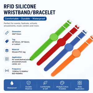13.56Mhz 125kh Custom logo RFID Wristband Silicone Electronic Bracelets Wristband NFC Smart Rfid Silicone Wristband